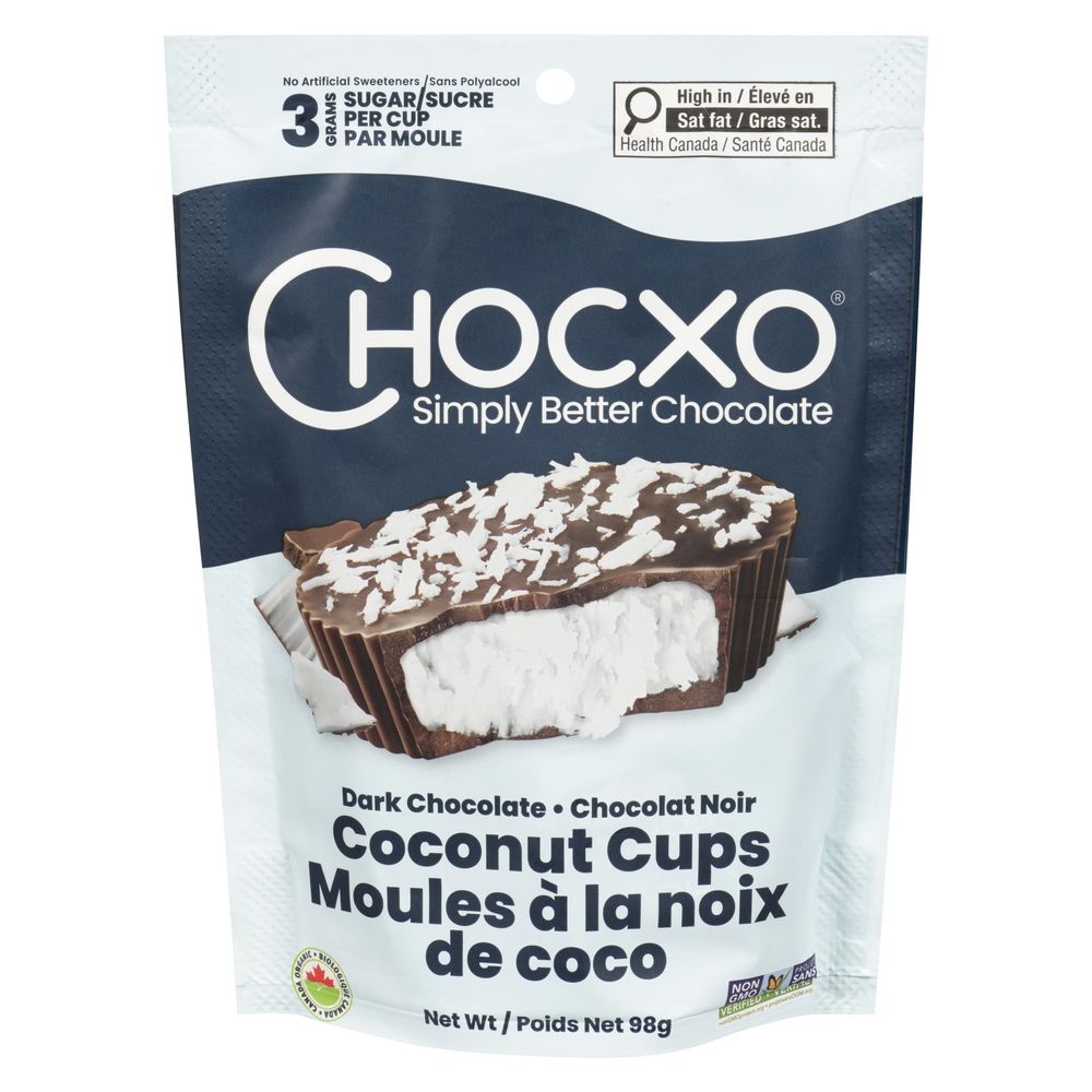 Chocxo 85 Percent Cacao Dark Chocolate Coconut Cup, 98 G -- 6 Per Case