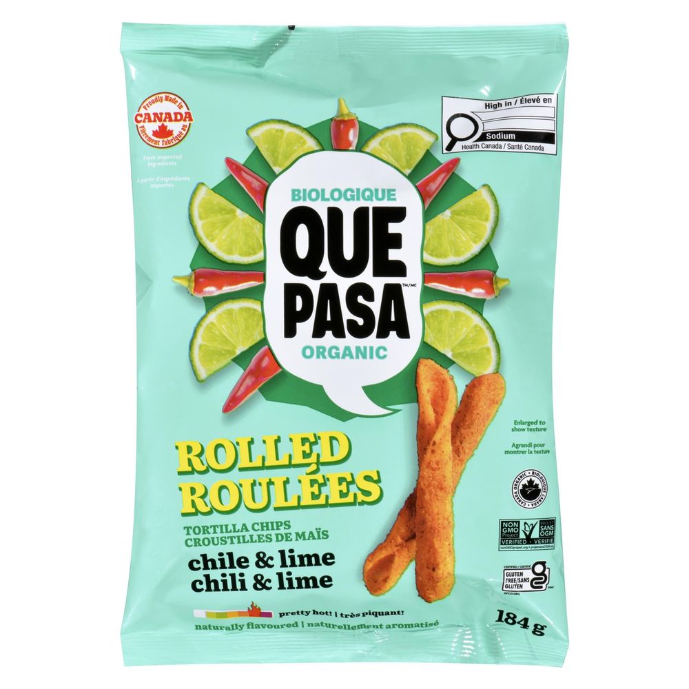Que Pasa Chips De Tortilla Roulées Bio Au Piment Et Au Citron Vert, 184 G -- 12 Par Caisse