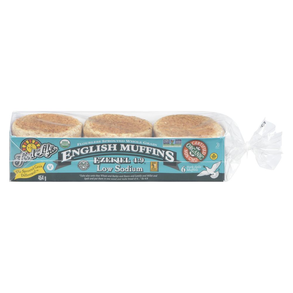Food For Life Ezekiel 4:9 Low Sodium Sprouted Grain English Muffins, 454 G