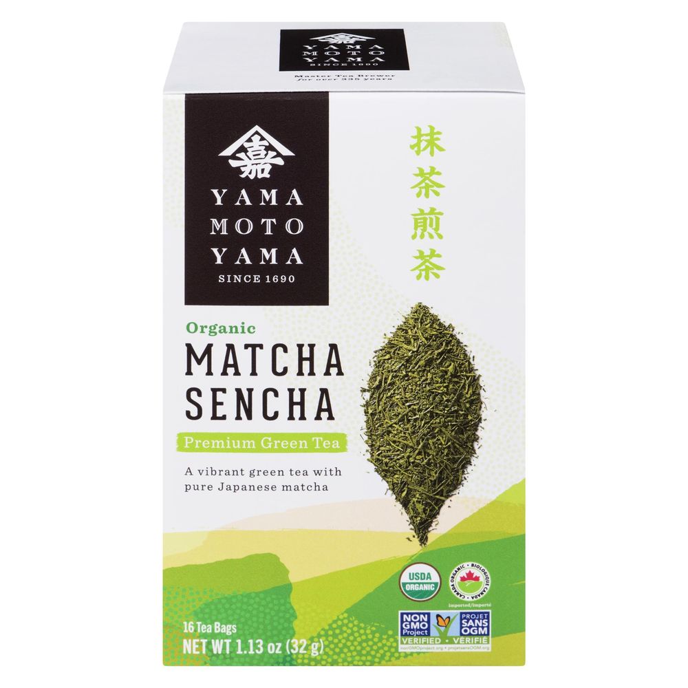 Yamamotoyama Organic Matcha Sencha Green Tea Bag, 16 Count -- 6 Per Case