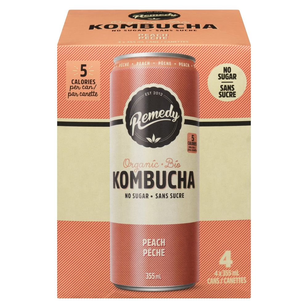 Remedy Kombucha À La Pêche, 355 Ml – 24 Par Caisse