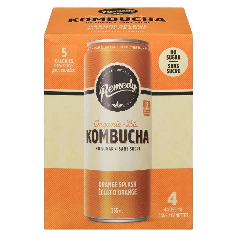 Remedy Kombucha Orange Splash, 355 Ml – 24 Par Caisse