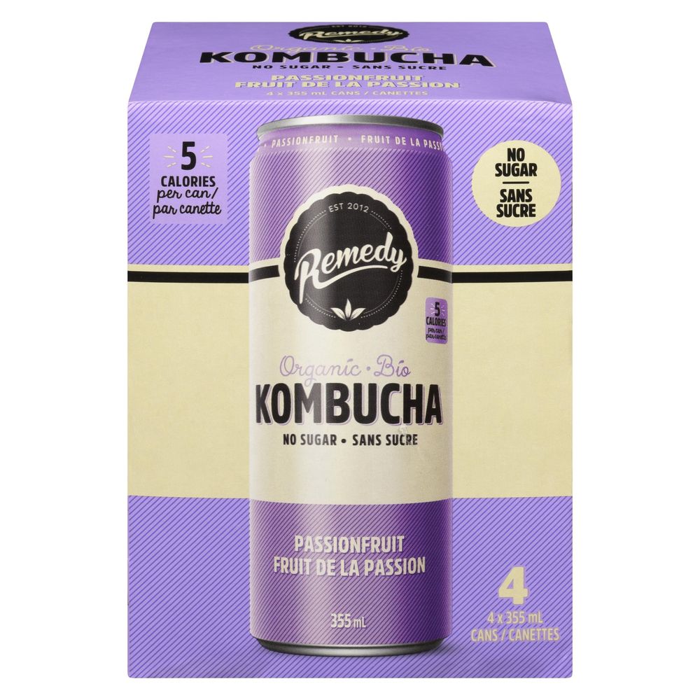 Remedy Kombucha Au Fruit De La Passion, 355 Ml – 24 Par Caisse