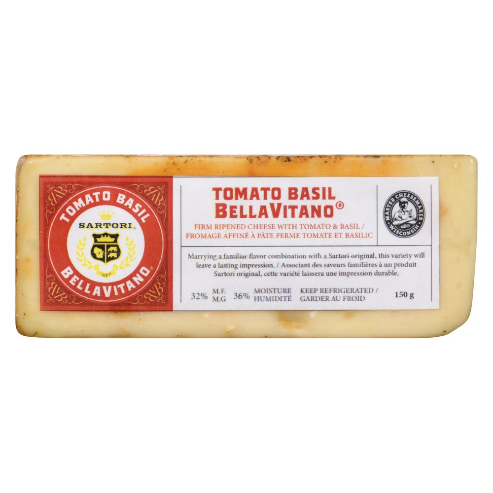 Sartori Tomato Basil Bellavitano Cheese Wedge, 150 G -- 12 Per Case