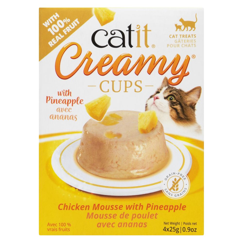 Catit 25 G Chicken Mousse With Pinesapple Creamy Cups, 4 Count -- 12 Per Case