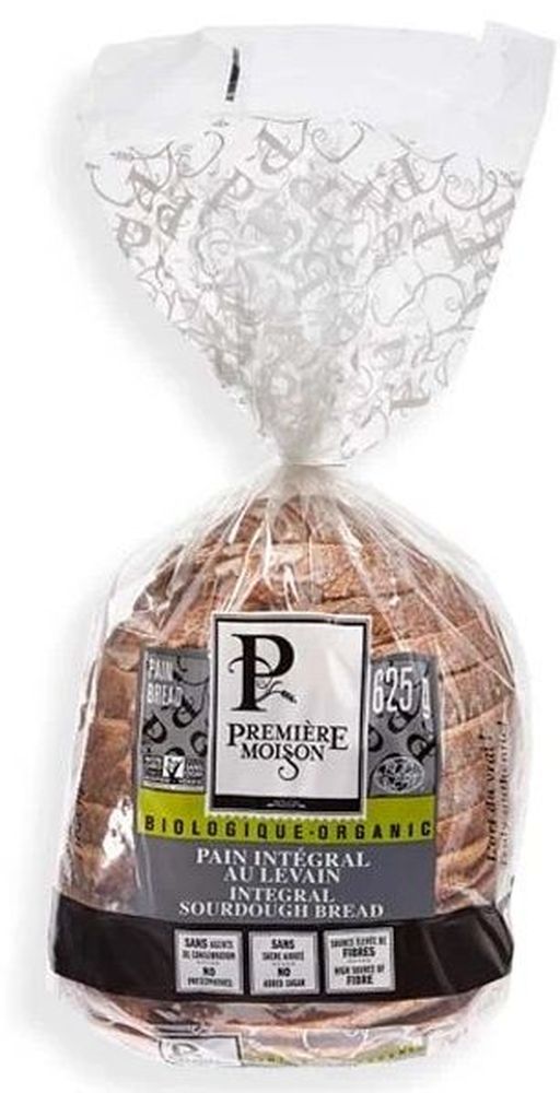 Premiere Moisson Pain Au Levain Intégral Biologique Tranché, 625 G – 8 Par Boîte