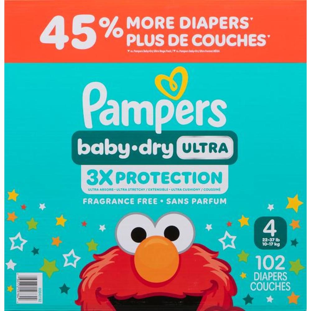 Pampers Baby Dry Ultra Size 4 Diapers For Maxi, 102 Count