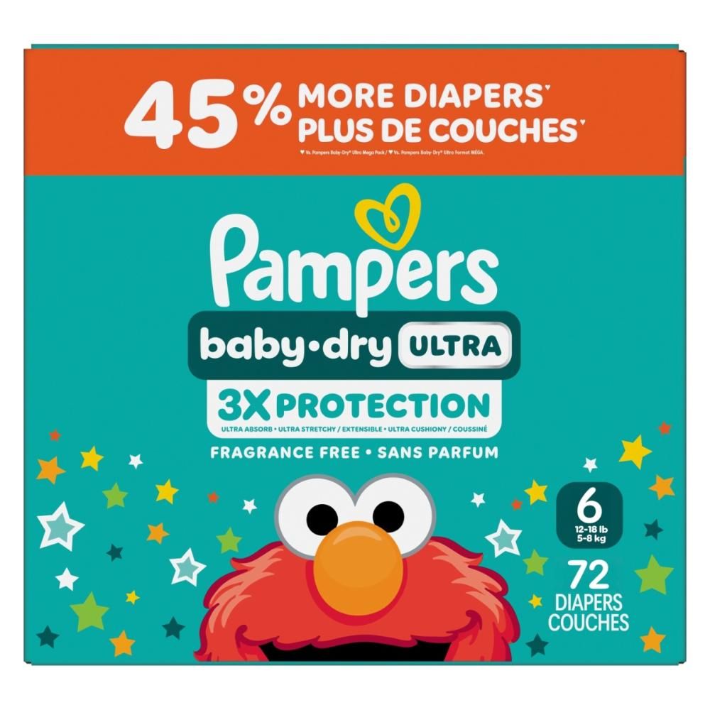 Pampers Baby Dry Size 6 Mega Xl Ultra Diaper, 72 Count