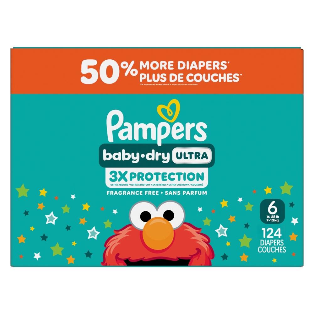 Pampers Baby Dry Size 6 Mega Xxl Ultra Diaper, 124 Count