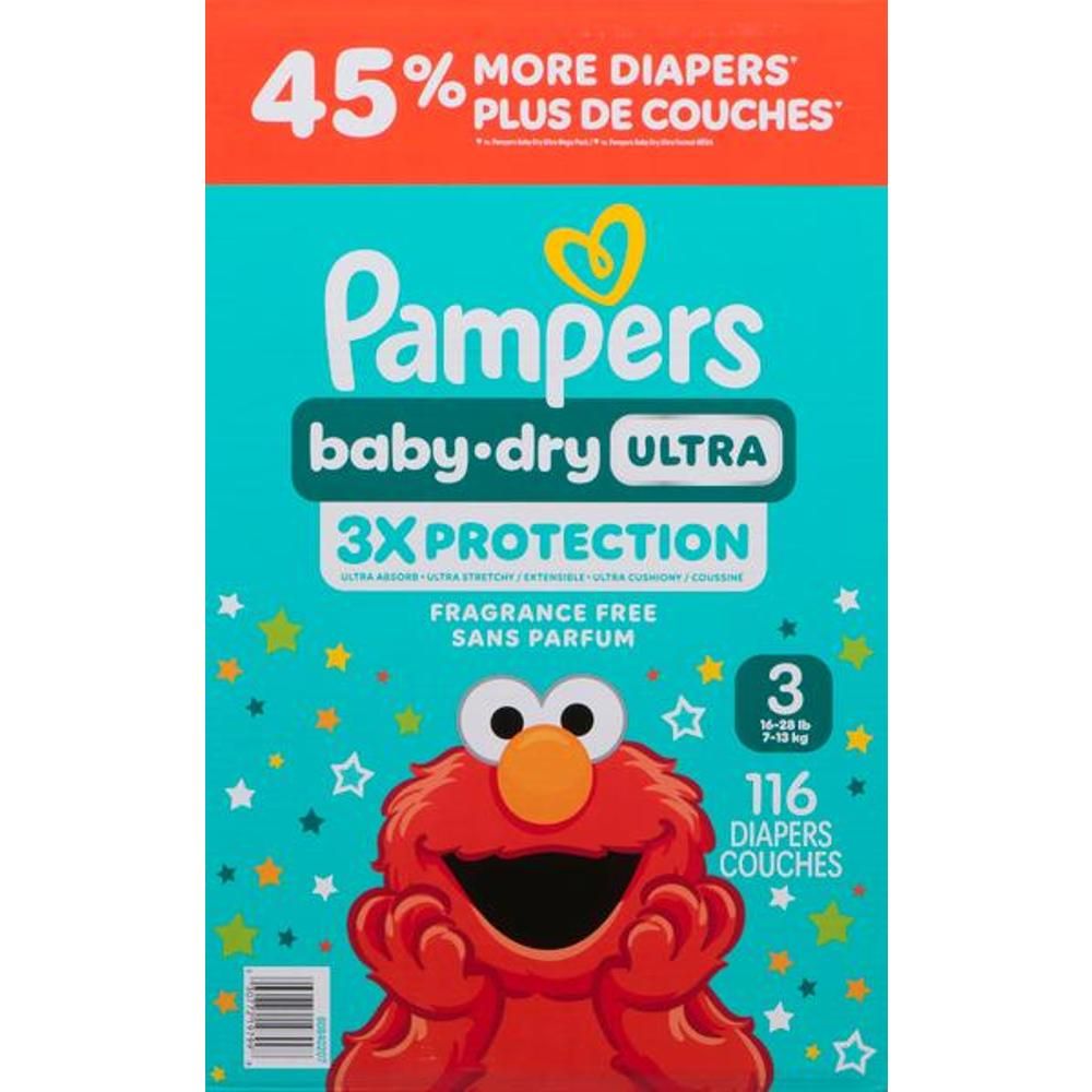 Pampers Baby Dry Ultra Size 3 Diapers For Medium, 116 Count
