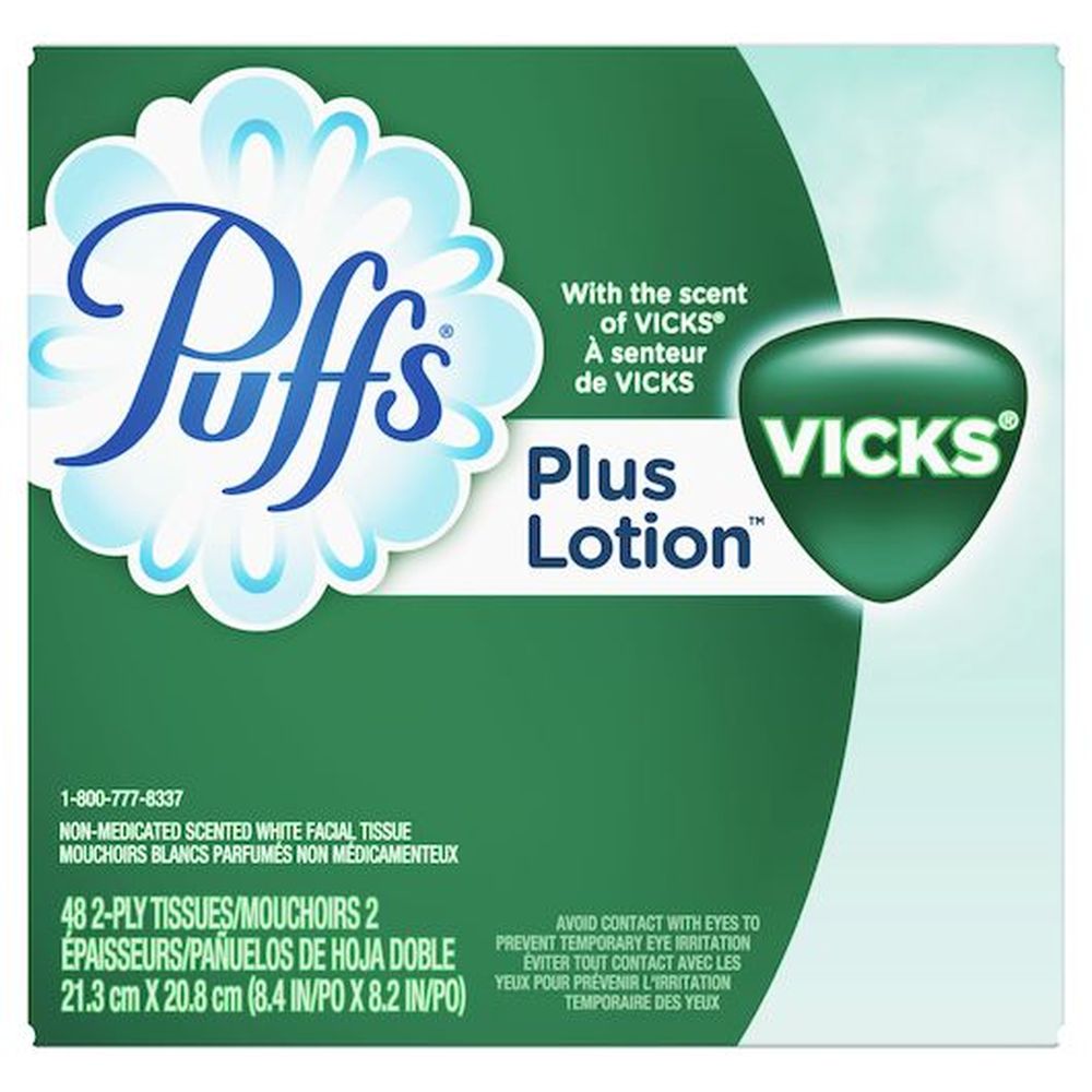 Puffs Plus Lotion With The Scent Of Vick's Facial Tissue, 48 Count -- 24 Per Case