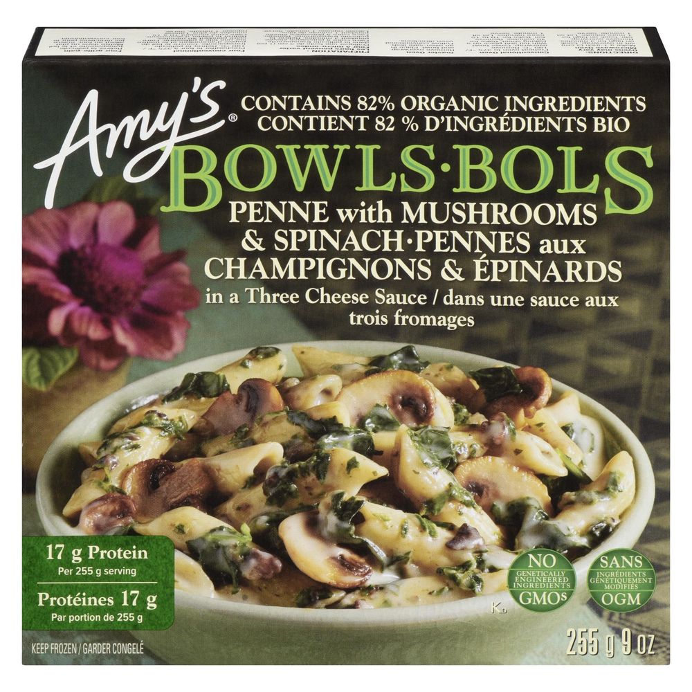 Amy's Bol De Penne Aux Champignons Et Aux Épinards, 255 G -- 12 Par Caisse