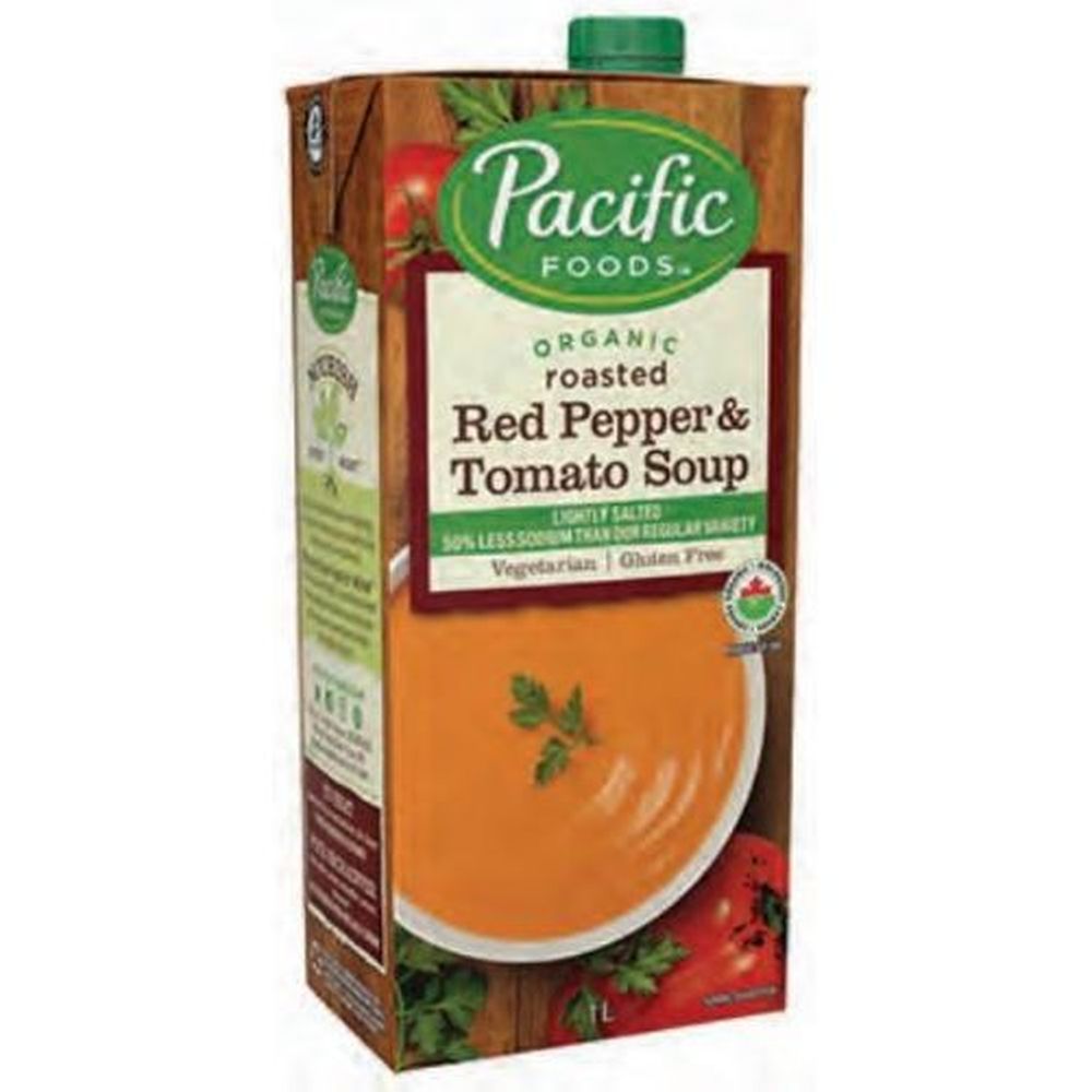 Pacific Foods Organic Less Sodium Roasted Red Pepper And Tomato Soup, 1 L -- 12 Per Case