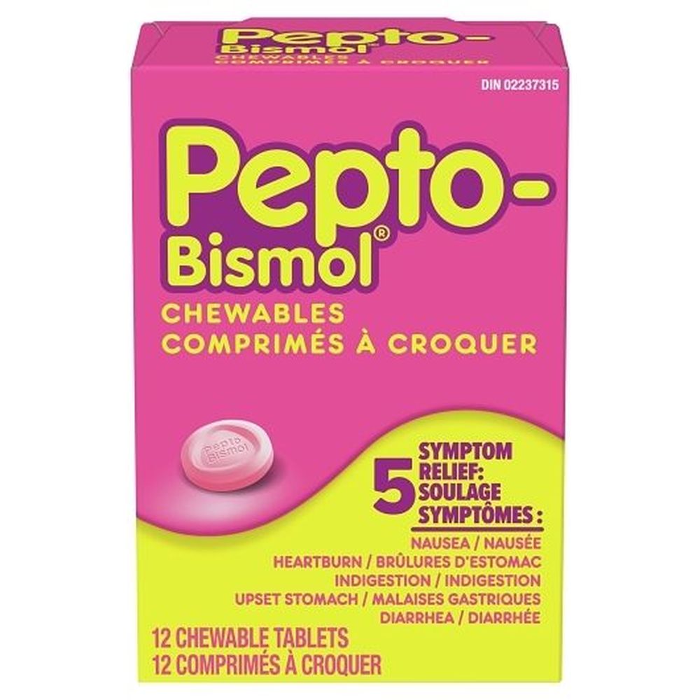 Pepto-bismol Original Multi-symptom Chewable Stomach Tablet, 12 Count -- 24 Per Case