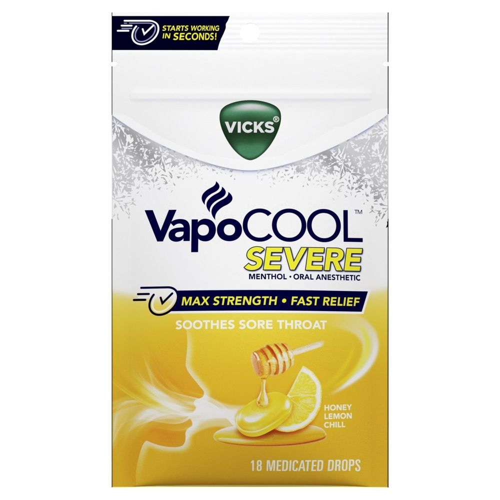 Vicks Vapocool Severe Honey Lemon Chill Medicated Drops, 45 Count -- 36 Per Case
