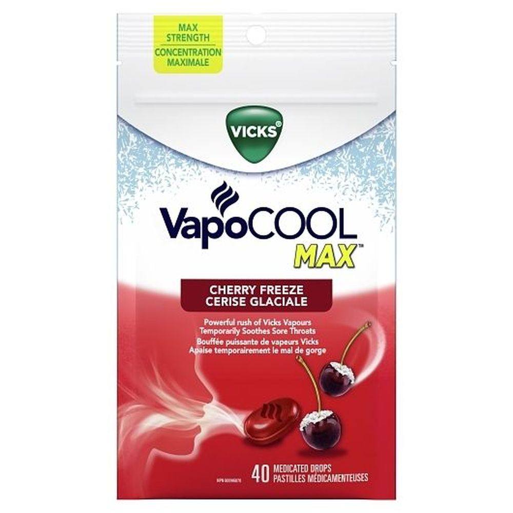 Vicks Vapocool Severe Cherry Freeze Medicated Drops, 40 Count -- 36 Per Case