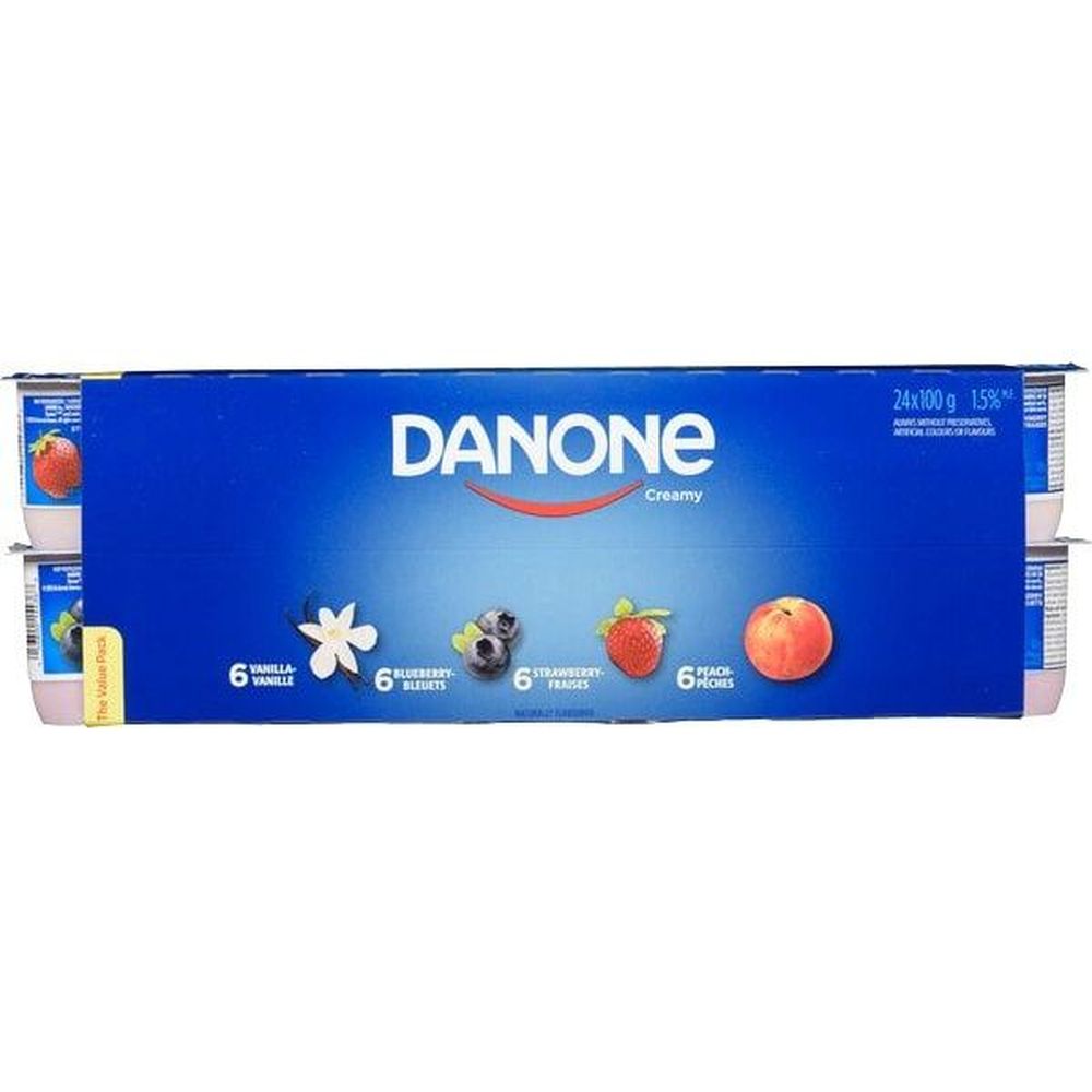 Danone Vanilla/peach/blueberry/strawberry Creamy Yogurt, 100 G -- 48 Per Case