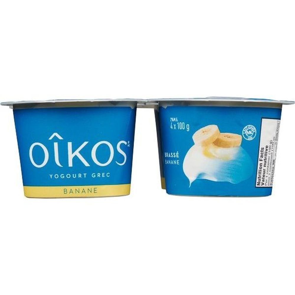 Oikos 2 Percent Milk Fat 100 G Banana Greek Yogurt, 4 Count -- 6 Per Case