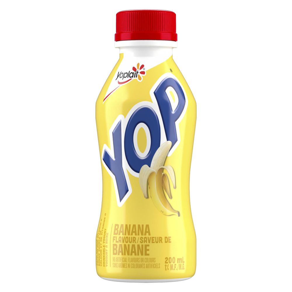 Yop 1 Percent Milk Fat Banana Flavor Drinkable Yogurt, 200 Ml -- 12 Per Case
