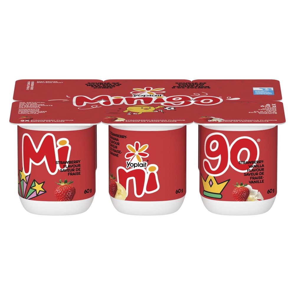 Yoplait Minigo 2 Percent Milk Fat Fresh Cheese Strawberry/ Strawberry Banana/strawberry Vanilla Kid Yogurt, 6 Count -- 12 Per Case