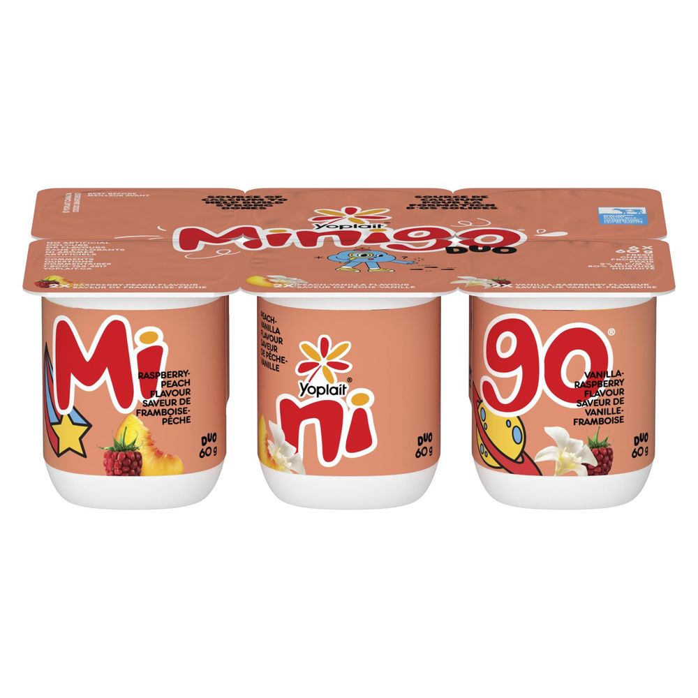 Yoplait Minigo Duo 2 Percent Milk Fat Fresh Cheese Raspberry Peach/peach Vanilla/vanilla Raspberry Kid Yogurt, 6 Count -- 12 Per Case