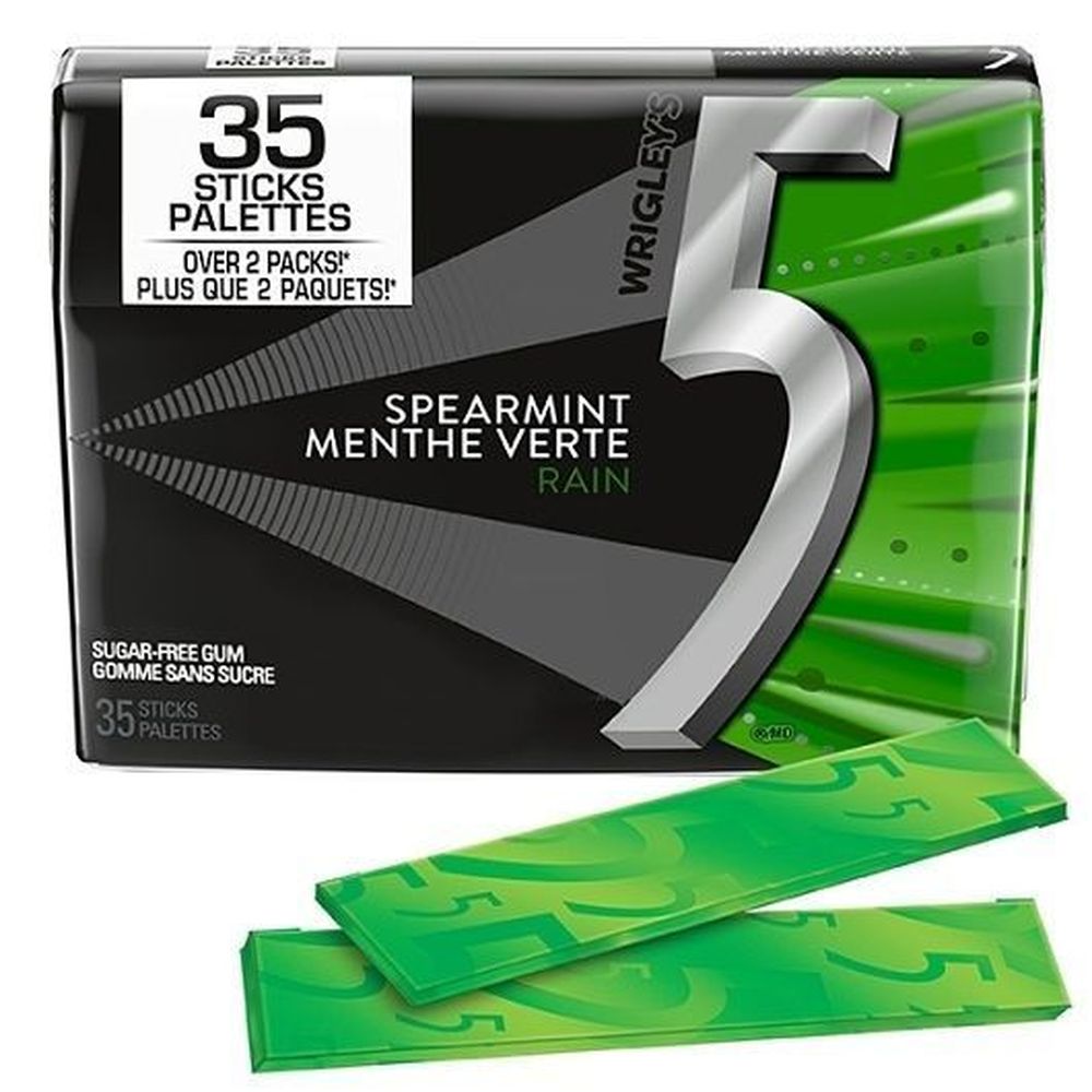 5 Spearmint Rain Flavoured Sugar-free Gum, 94.49 G -- 48 Per Case