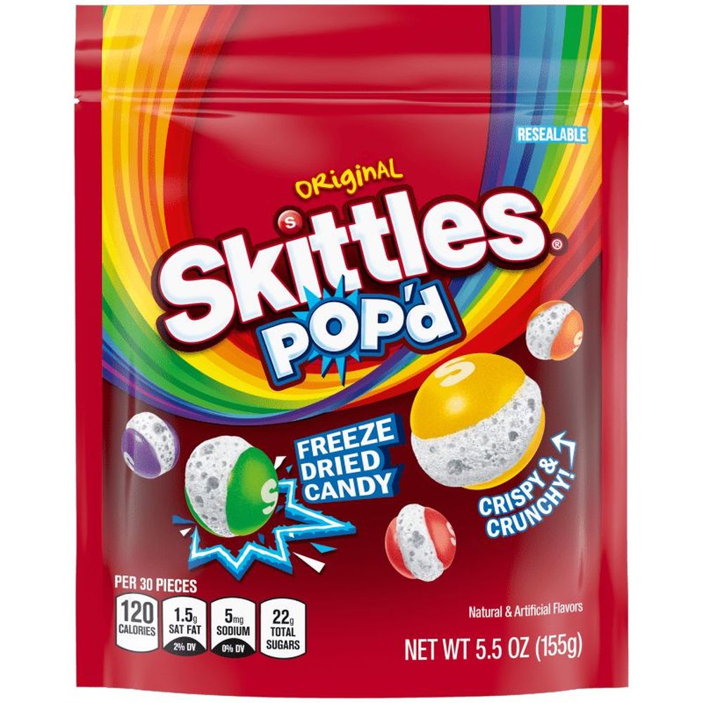 Skittles Pop'd Original Freeze Dried Candy, 15 Count