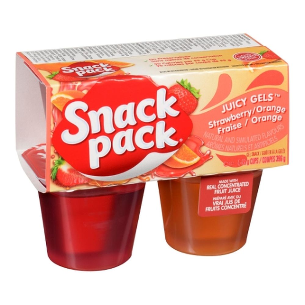 Snack Pack Strawberry/orange Juicy Gels, 99 G -- 48 Per Case