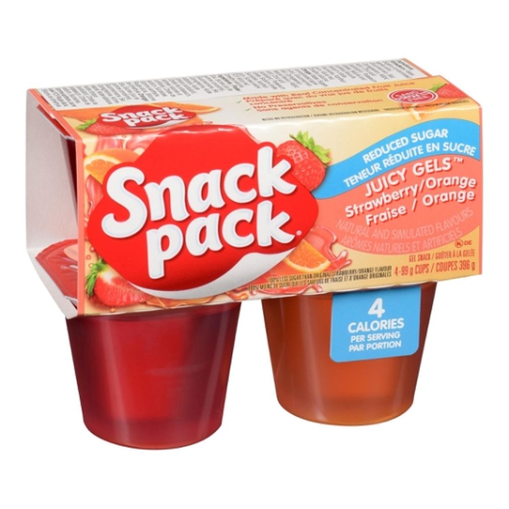 Snack Pack No Sugar Added Strawberry/orange Juicy Gels, 99 G -- 48 Per Case