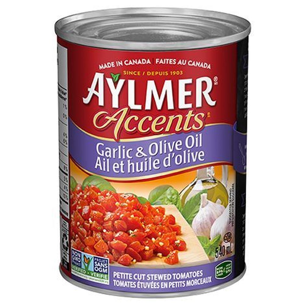 Aylmer Accent Stewed Tomatoes With Garlic And Olive Oil, 540 Ml -- 12 Per Case
