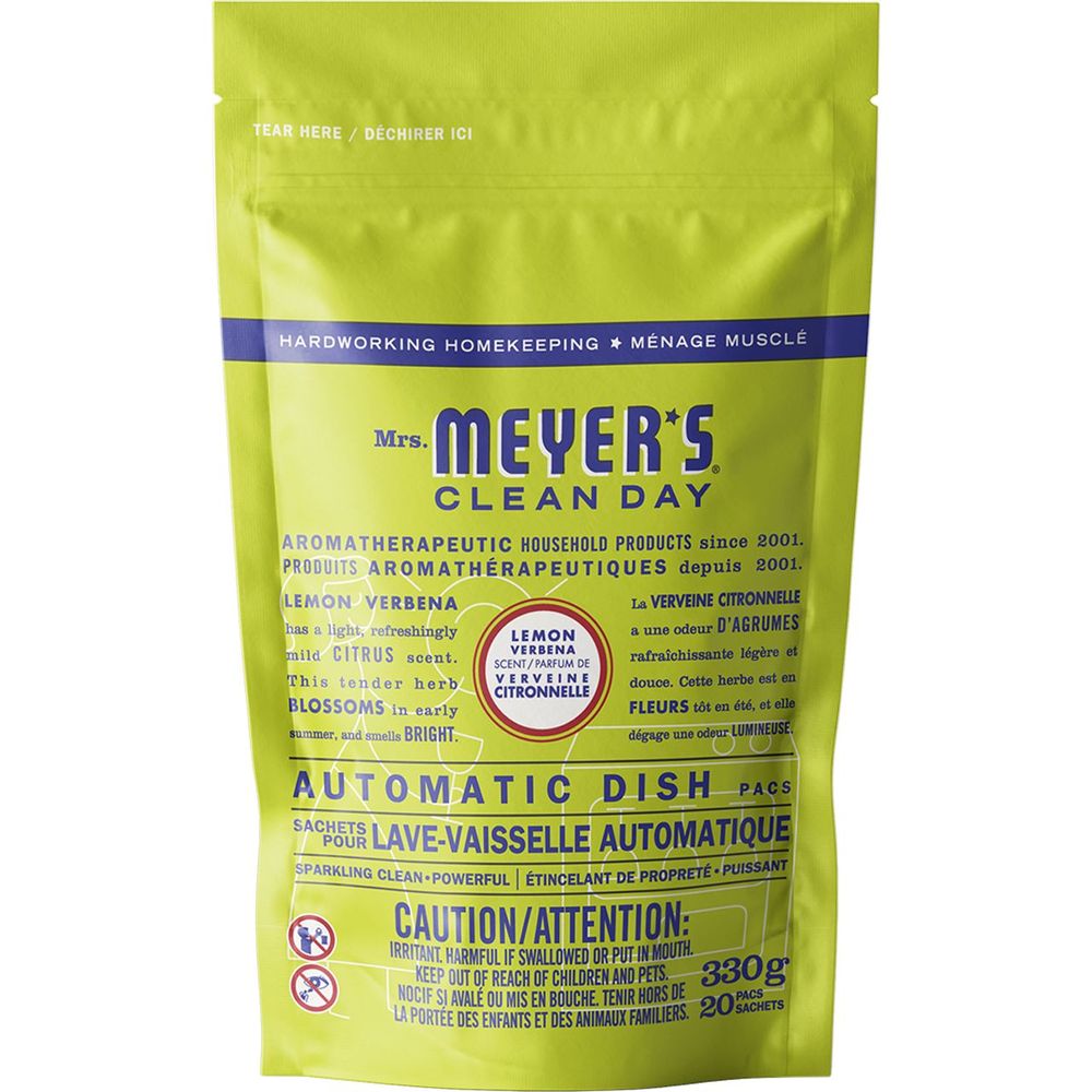 Mrs. Meyer's Clean Day Lemon Verbena Automatic Dish Pacs, 20 Count -- 6 Per Case