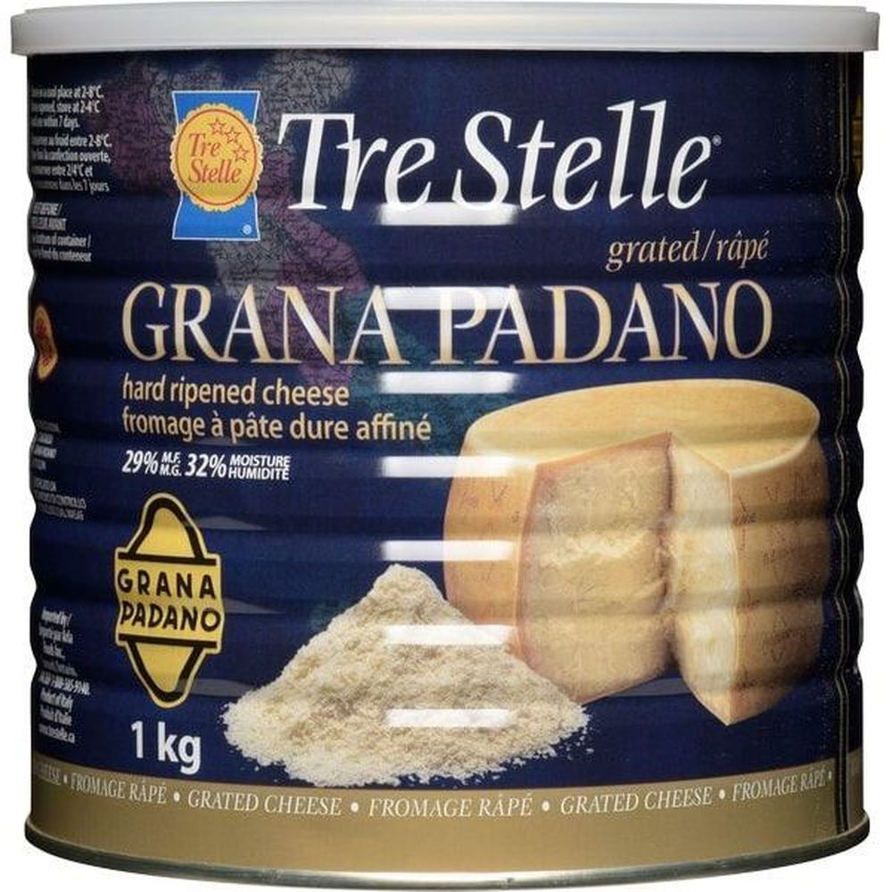 Tre Stelle Grana Padano Grated Cheese, 1 Kg -- 6 Per Case