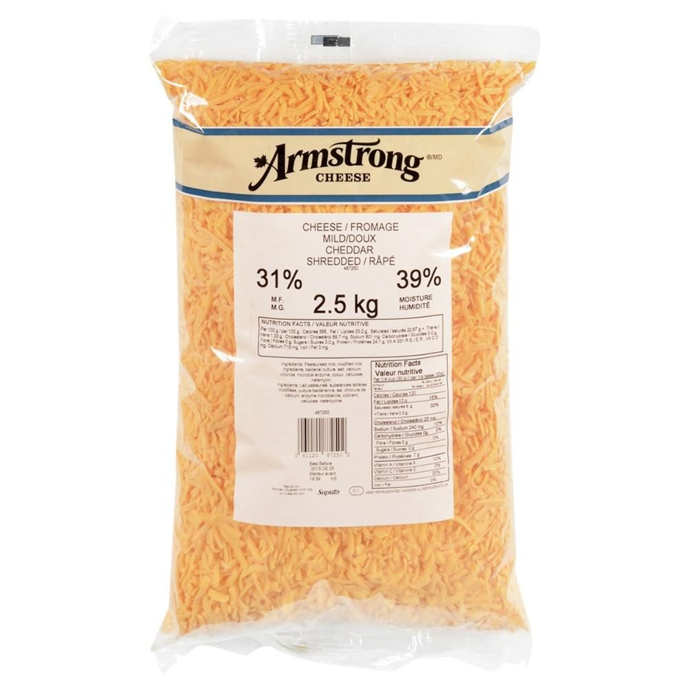 Saputo Cheddar Râpé Jaune Doux, 2,5 Kg – 4 Par Caisse