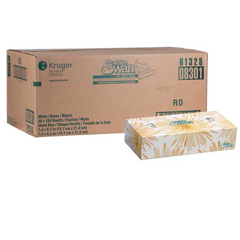White Swan White 2-ply Facial Tissue, 7.4 X 8.2 In -- 30 Per Case