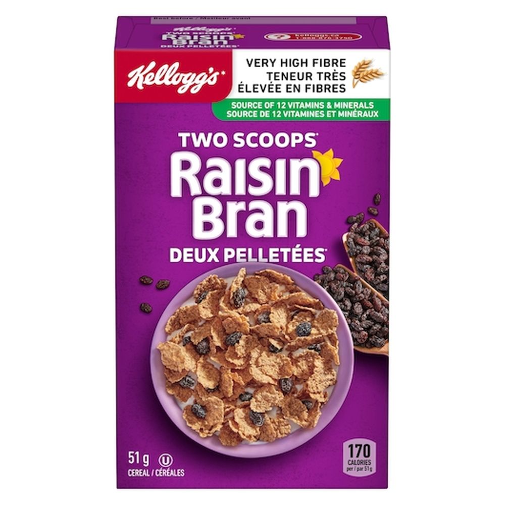 Raisin Bran Céréales Two Scoops, Boîte De 51 G – 70 Par Carton