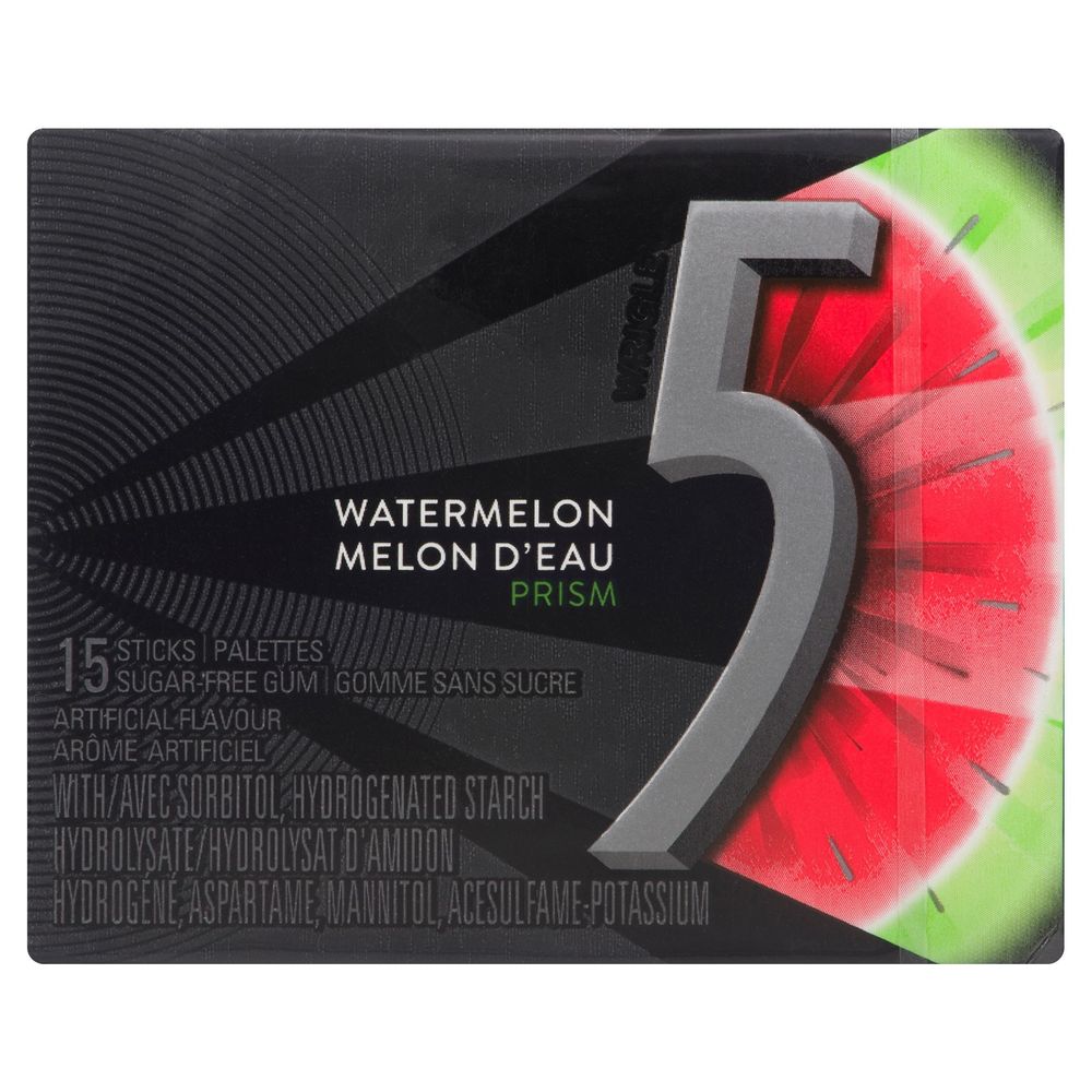 5 Watermelon Prism Sugar Free Chewing Gum, 37.5 G -- 120 Per Case