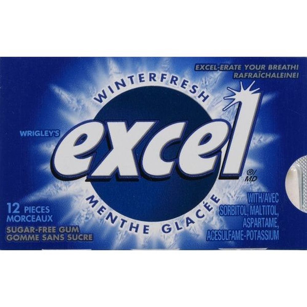Excel Winterfresh Sugar Free Gum - Single, 12 Count -- 18 Per Case