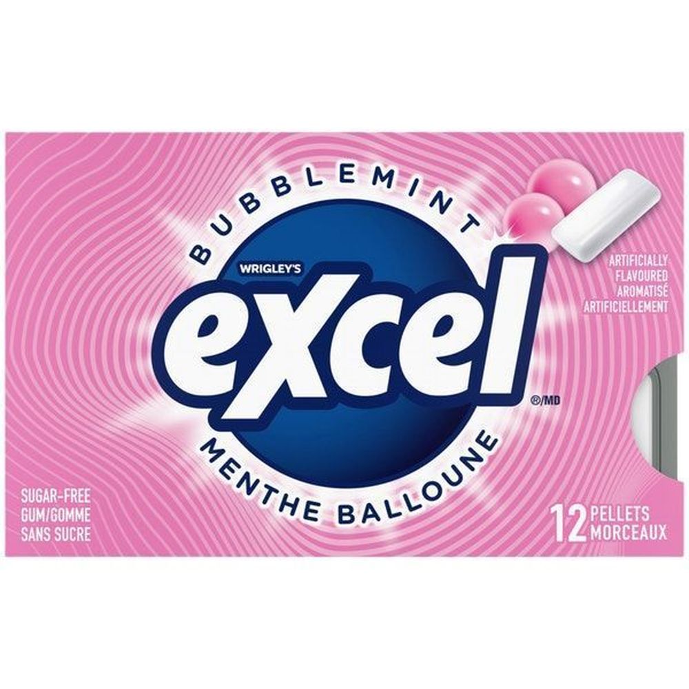 Excel Bubblemint Sugar Free Gum, 12 Count -- 18 Per Case