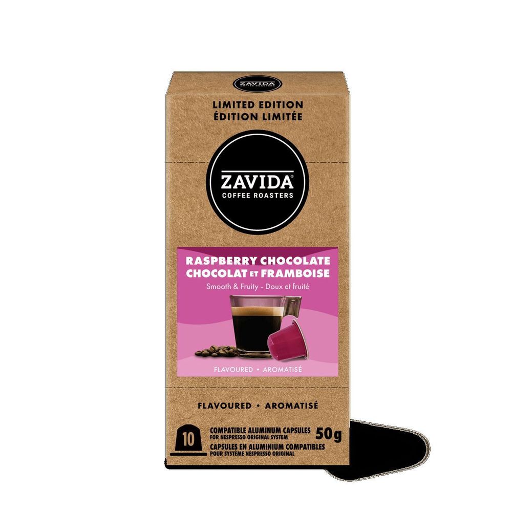 Zavida 5 G Raspberry Chocolate Nespresso Aluminum Capsules, 10 Count -- 6 Per Case