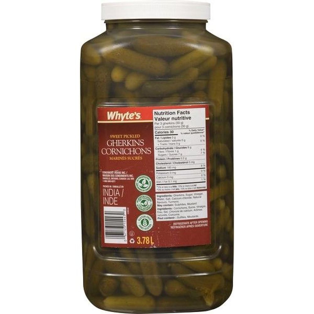 Whyte's Sweet Pickled Gherkins, 3.78 L -- 6 Per Case