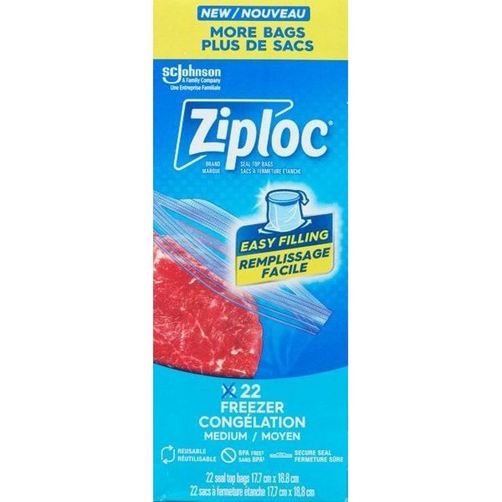 Ziploc Sacs De Congélation Moyens, 19 Unités – 12 Par Carton