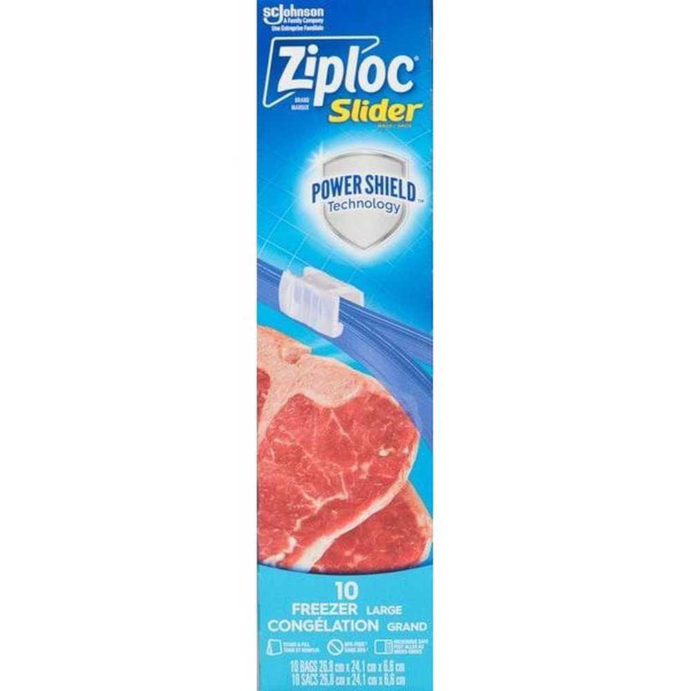 Ziploc Large Slider Freezer Bag, 10 Count -- 12 Per Case