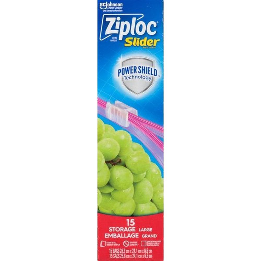 Ziploc Large Slider Storage Bag, 15 Count -- 12 Per Case