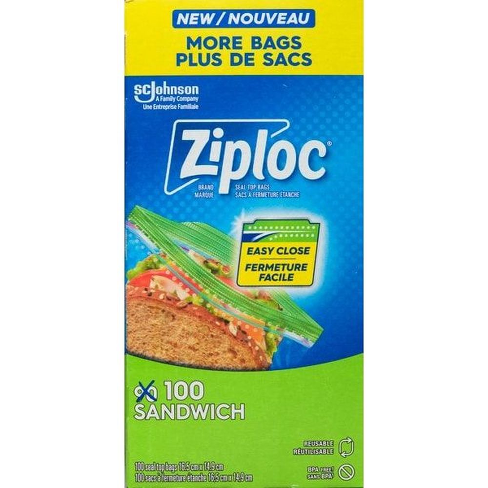 Ziploc Easy Open Tabs Sandwich Bag, 90 Count -- 12 Per Case
