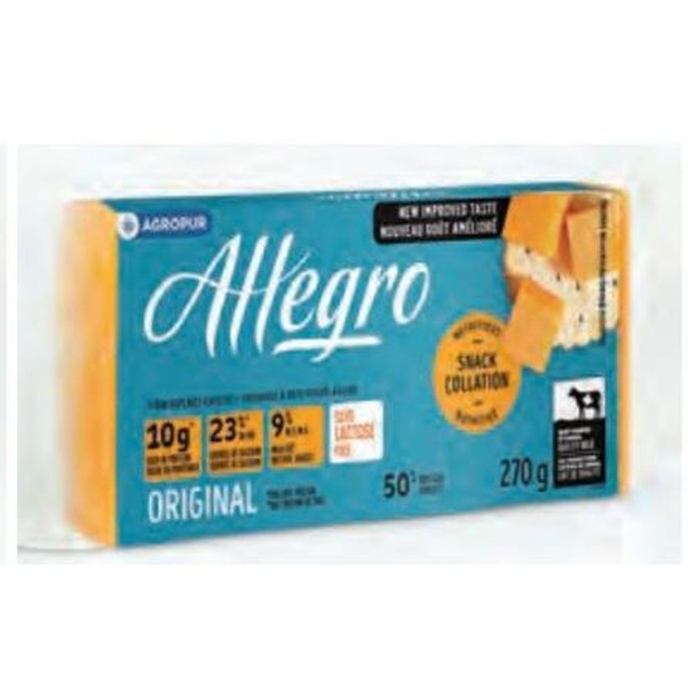 Allegro 9 Percentage Milk Fat Lactose Free Original Colored Cheese, 270 G -- 12 Per Case