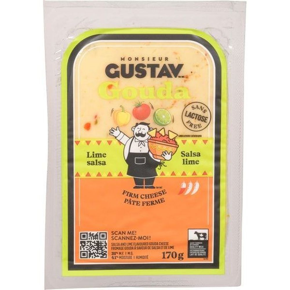 Monsieur Gustav Salsa Lime Gouda Cheese, 170 G -- 12 Per Case