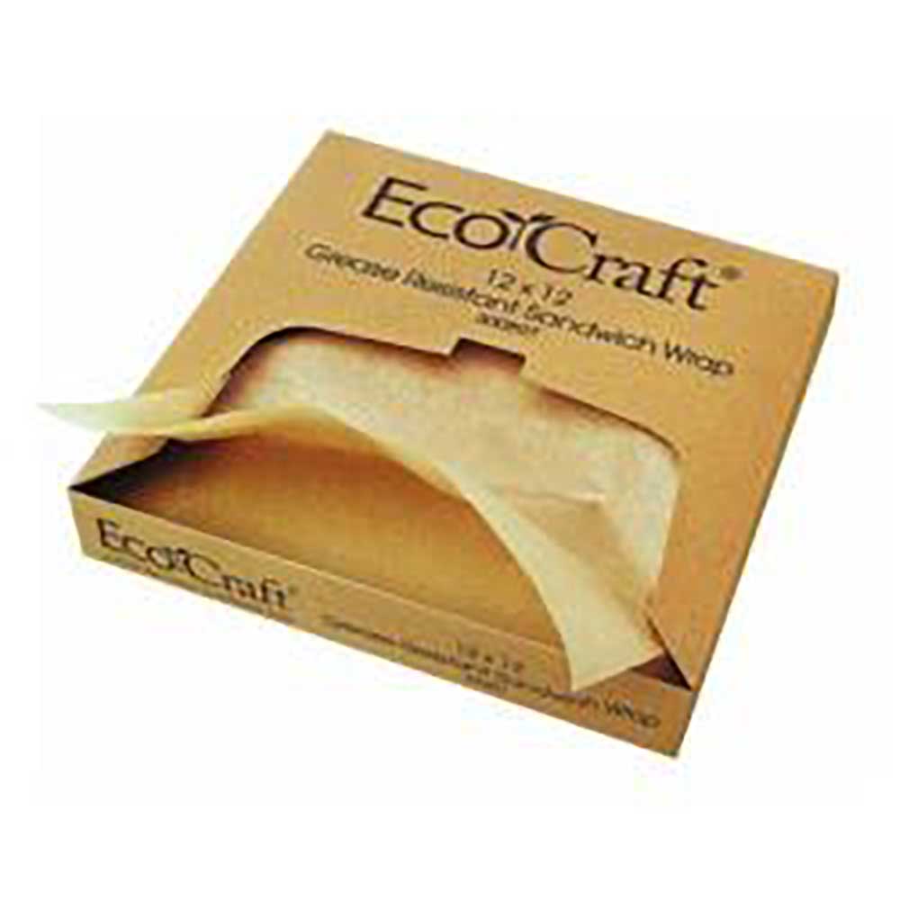 Ecocraft Grease Resistant Sandwich Wrap Deli Paper, 12 X 12 In -- 5000 Per Case