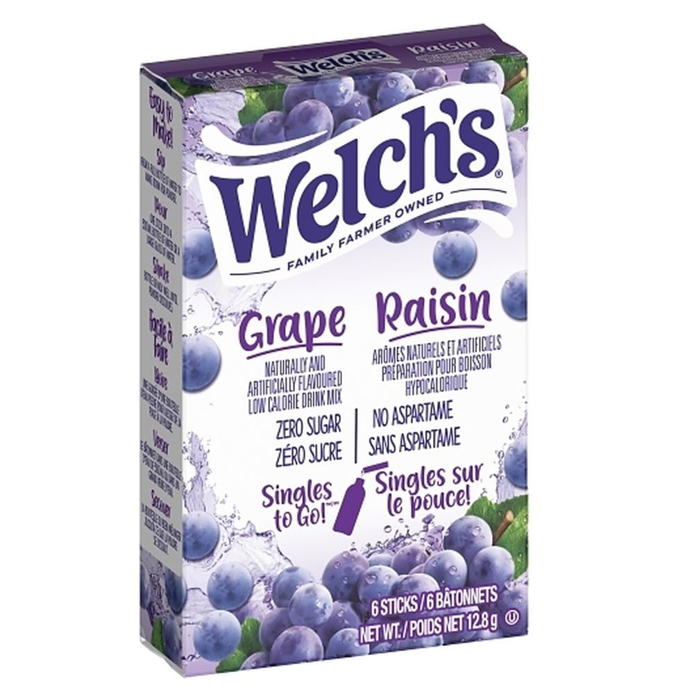 Welch's Préparation Pour Boisson Au Raisin Sans Sucre, 12,8 G – 12 Sachets Par Boîte
