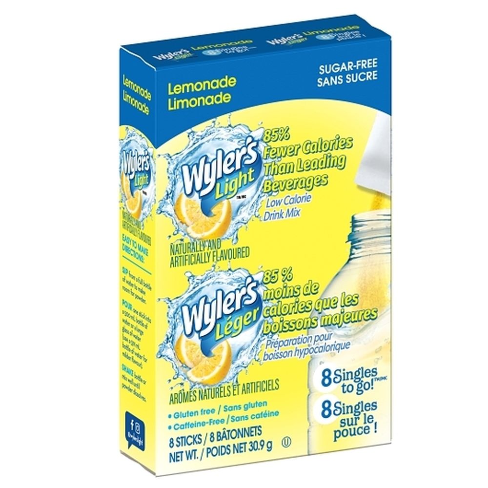 Wyler's Préparation Pour Limonade Légère Sans Sucre, 30,9 G – 12 Sachets Par Boîte