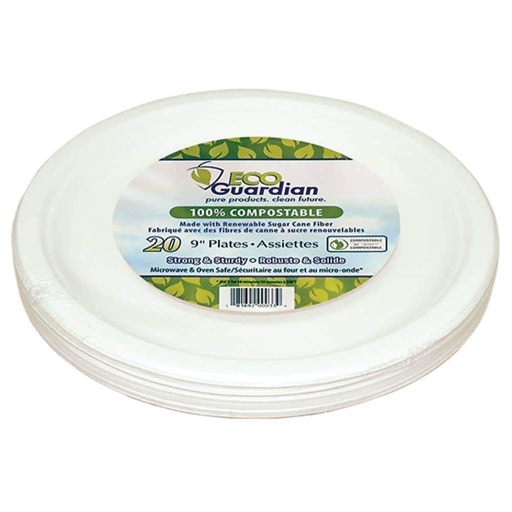 Eco Guardian Compostable Bagasse Round Fibre Plate, 9 In -- 500 Per Case